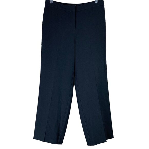 St John Size 6 Pants Caviar Diane Black Straight Leg Cropped 26" Inseam Slacks - Picture 1 of 4